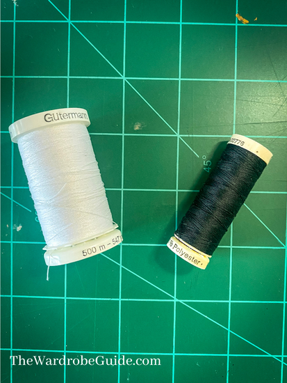 Basic hand sewing tools: Black and White Thread 