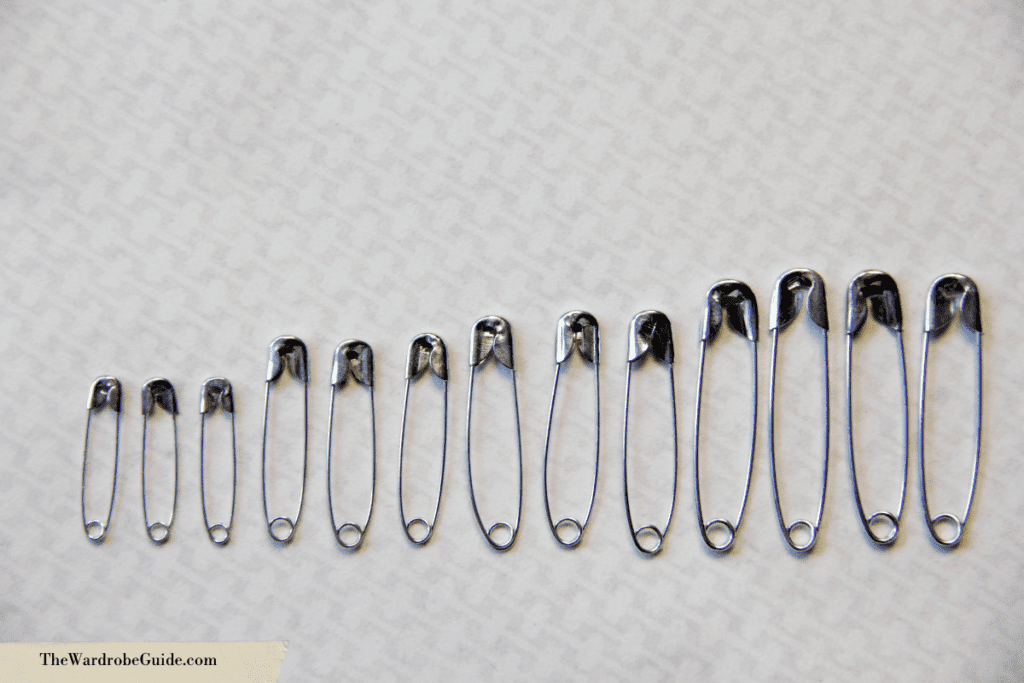 Safety pins of various sizes