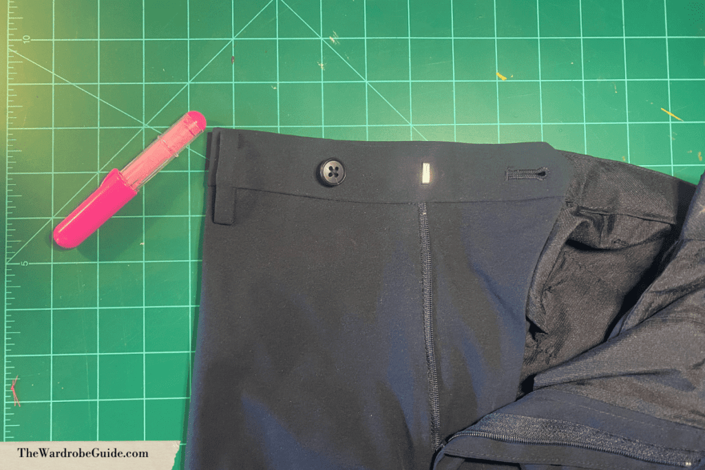 placing front suspender buttons on pants