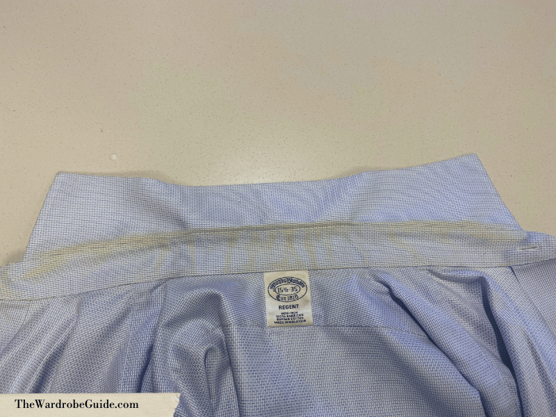 A dress shirt collar stain to remove
