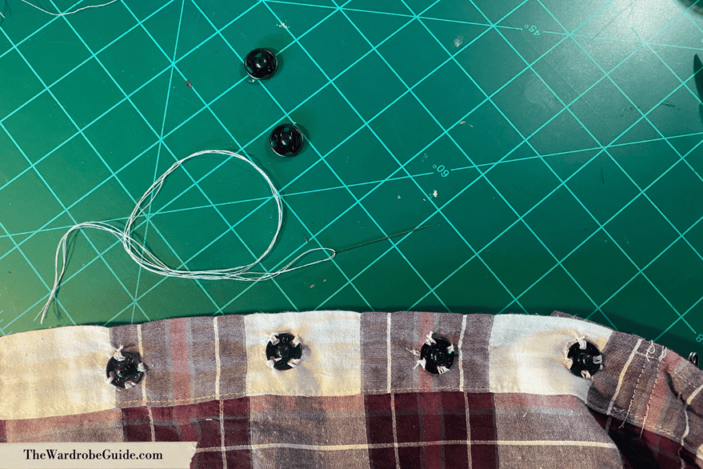 adding the snaps to quick rig a dress shirt